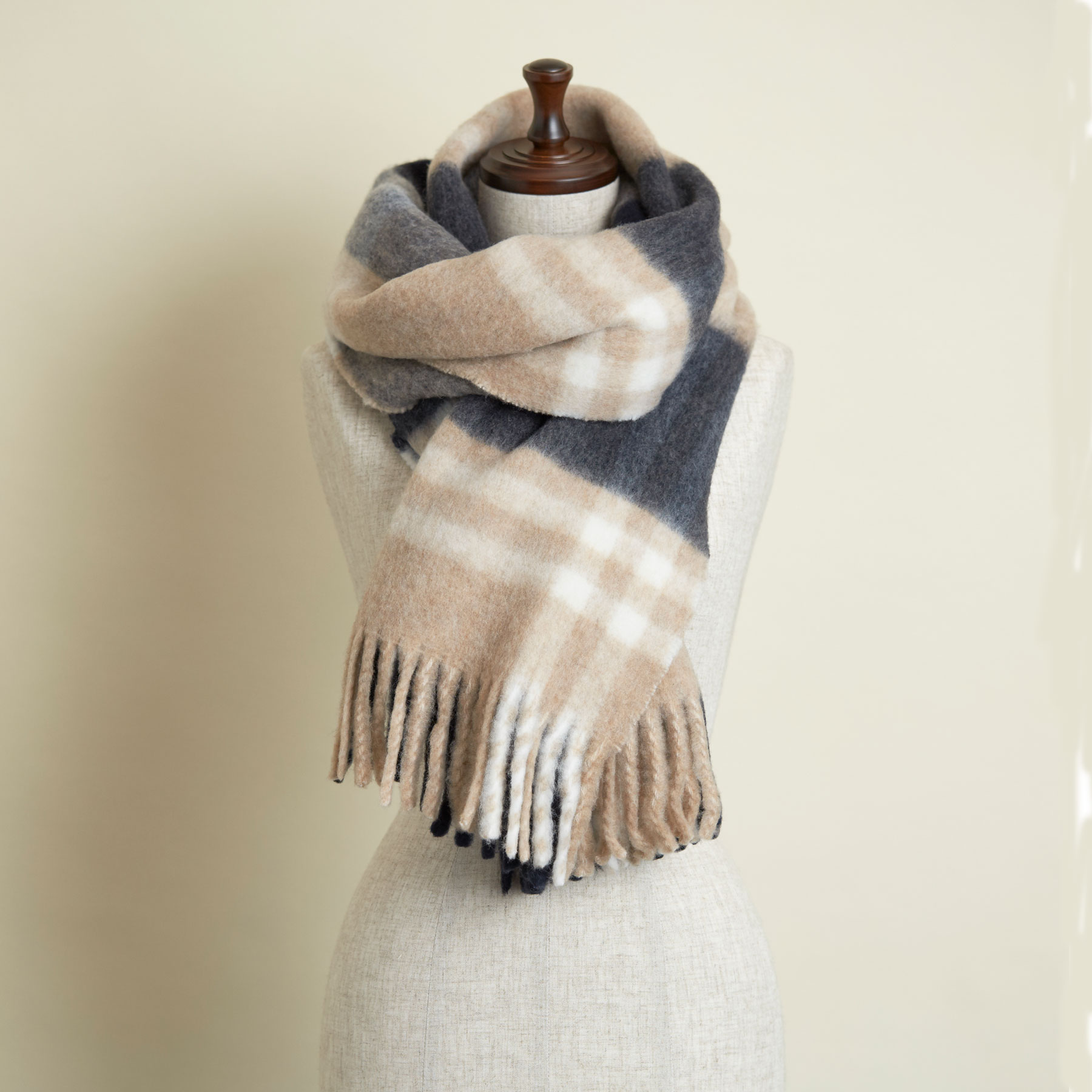 ウールミックスチェックマフラー(wool mixed check scarf) 　